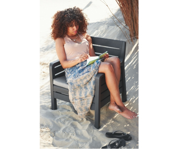 Set mobilier de gradina, Keter, Delano, imitatie lemn Grafit/ Gri-rece [5]