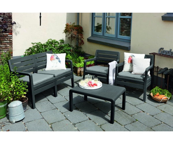 Set mobilier de gradina, Keter, Delano, imitatie lemn Grafit/ Gri-rece [4]