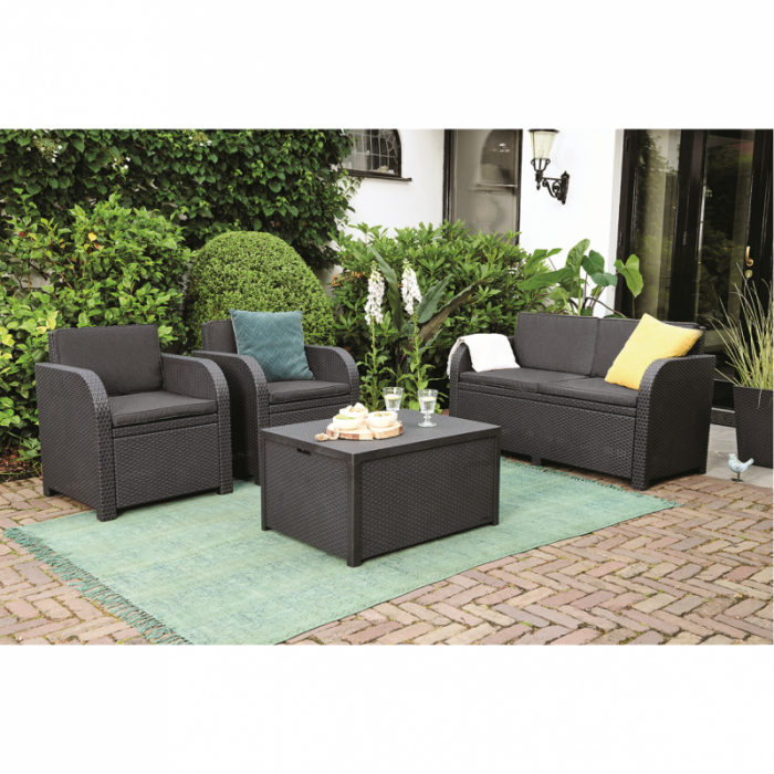 Set mobilier de gradina Modena cu masuta de depozitare, grafit [3]