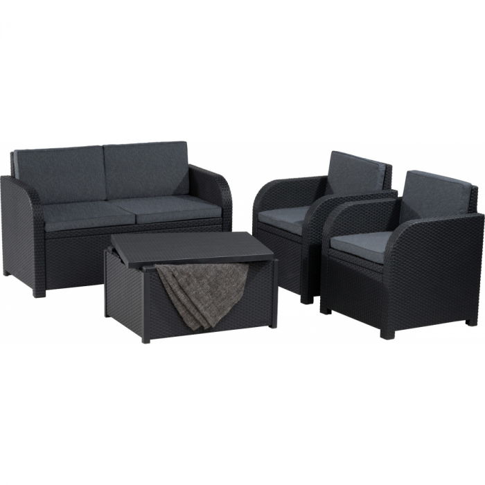 Set mobilier de gradina Modena cu masuta de depozitare, grafit [1]