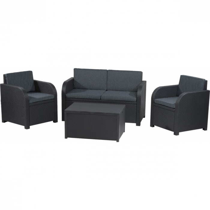 Set mobilier de gradina Modena cu masuta de depozitare, grafit [2]