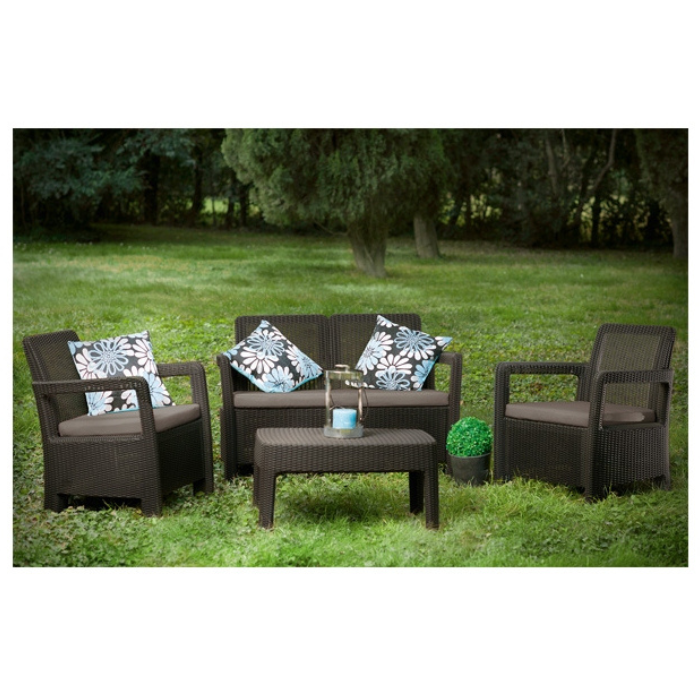 Set mobilier de gradina tarifa lounge, 4 piese, maro/ gri- taupe [2]