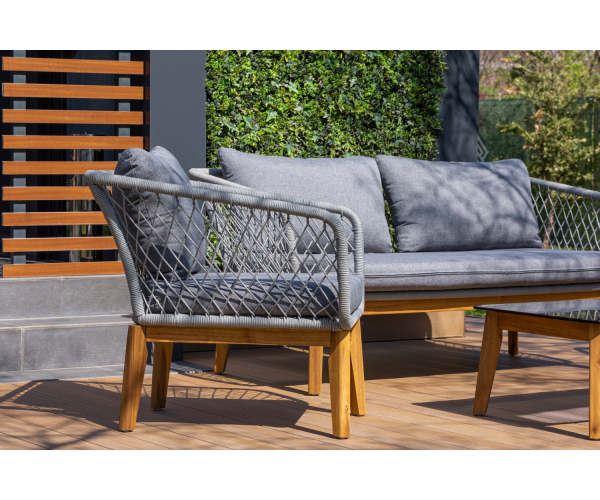 Set mobilier premium de terasa/gradina, Dubai Rope, lemn, gri [5]