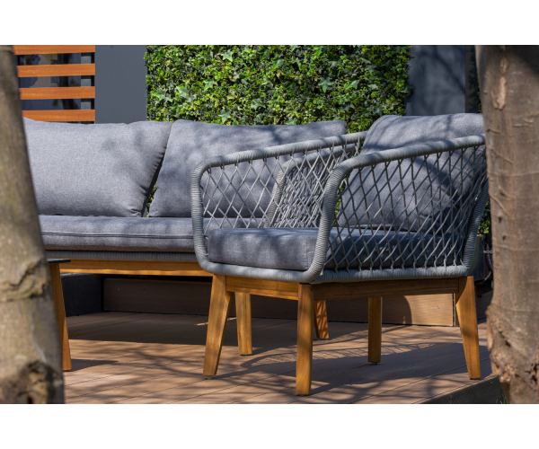 Set mobilier premium de terasa/gradina, Dubai Rope, lemn, gri [3]
