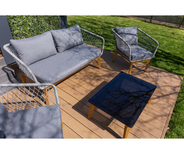 Set mobilier premium de terasa/gradina, Dubai Rope, lemn, gri [6]