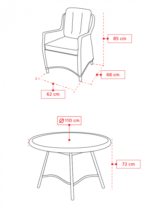 Set mobilier premium de terasa/gradina, Juventus Grande, ratan sintetic, gri [10]