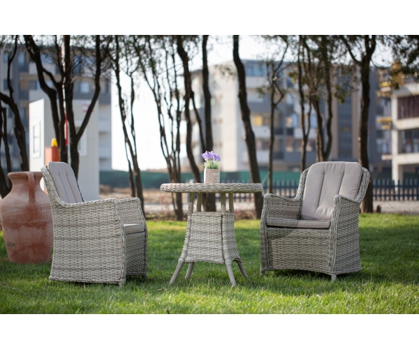 Set mobilier premium de terasa/gradina, Juventus, ratan sintetic, gri [7]