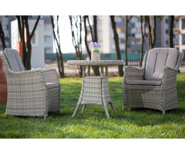 Set mobilier premium de terasa/gradina, Juventus, ratan sintetic, gri [5]