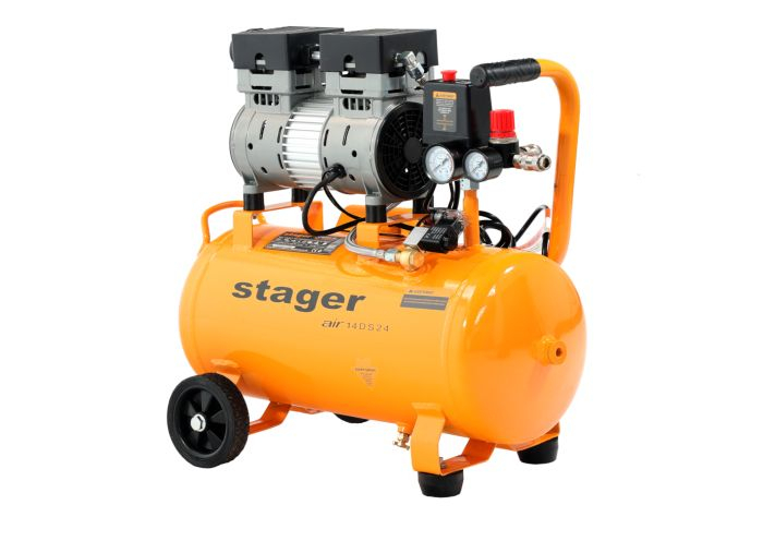 Stager Air 14DS24 compresor aer, 24L, 8bar, 135 L/min, monofazat, angrenare directa, silentios [1]