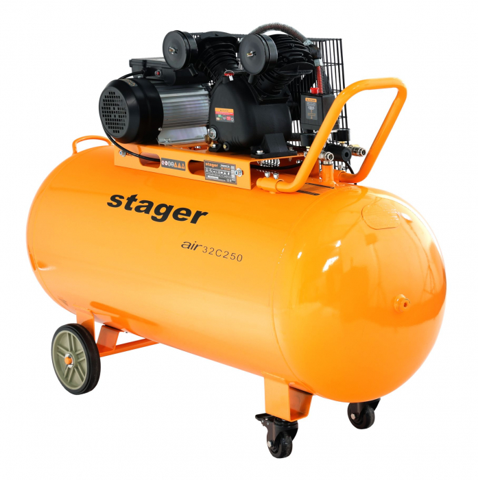 Stager Air 32C250 compresor aer, 250L, 10bar, 324L/min, monofazat, angrenare curea [1]