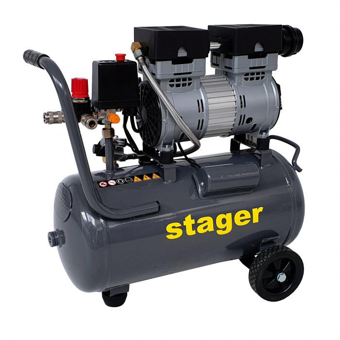 Stager HM0.75JW/24 compresor aer, 24L, 8bar, 135 L/min, monofazat, angrenare directa, silentios [2]
