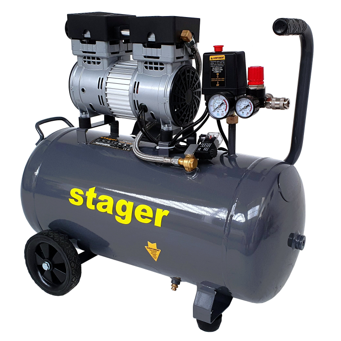 Stager HM0.75JW/50 compresor aer, 50L, 8bar, 135L/min, monofazat, angrenare directa, silentios [1]