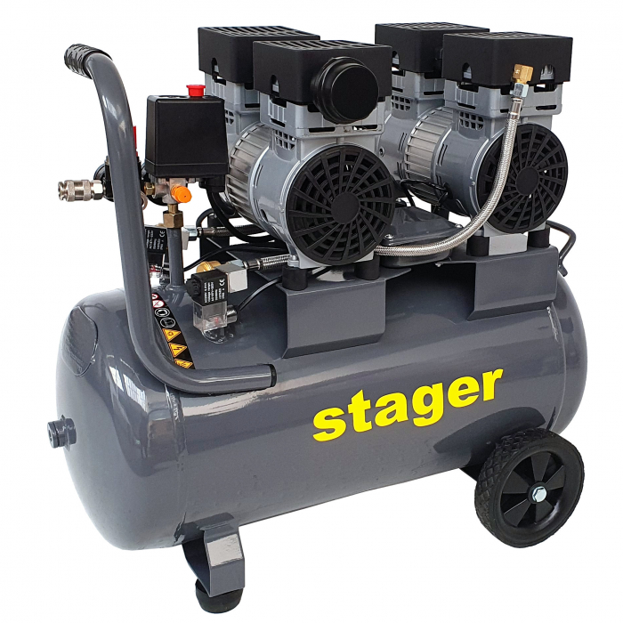 Stager HM0.75x2JW/50 compresor aer, 50L, 8bar, 270L/min, monofazat, angrenare directa, silentios [2]