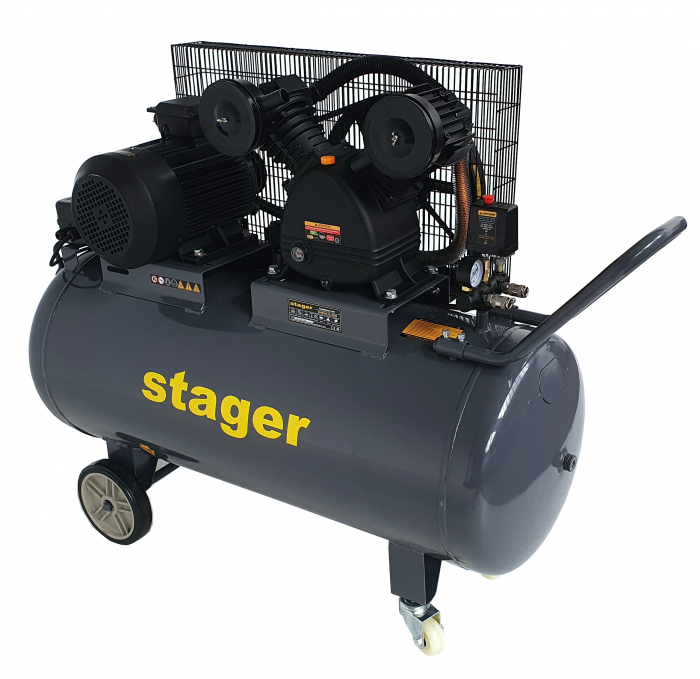 Stager HMV0.6/200 compresor aer, 200L, 8bar, 600L/min, trifazat, angrenare curea [1]