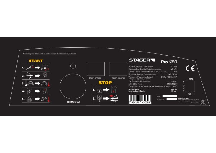 Stager PLUS-K180 Tun de aer cald, ardere directa, 51kW, motorina, 230V, 1060mc [7]