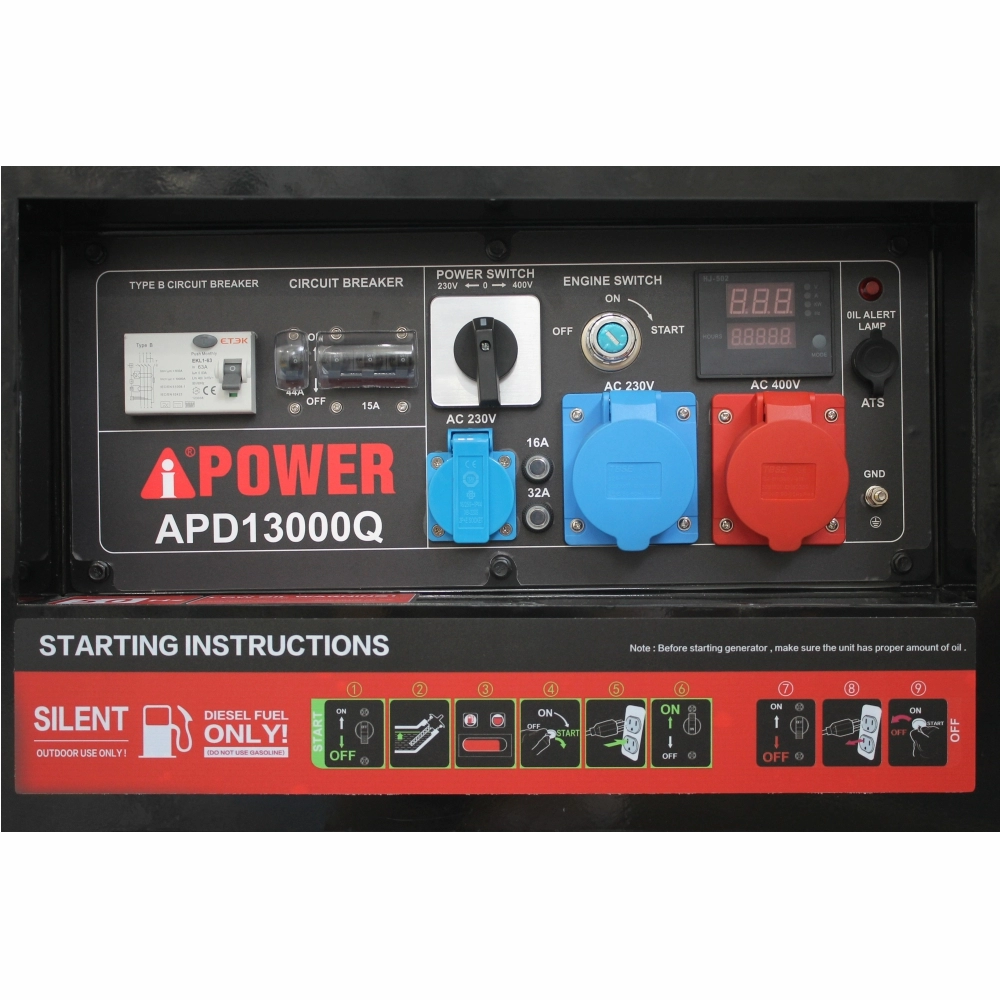 AiPower APD13000Q Generator insonorizat, 11kW 230/400V, Diesel, pornire electrica, ATS inclus [5]