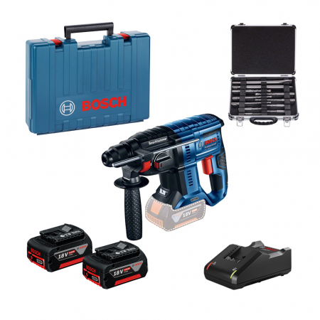 Scule electrice - Bosch GBH 180-LI Ciocan rotopercutor brushless, cu 2 acumulatori Li-Ion 4Ah, 2J + Valiza + Set 11 accesorii