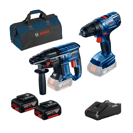 Scule electrice - Bosch GBH 180-LI Ciocan rotopercutor brushless Li-Ion, 2J + GSR 180-LI Masina de gaurit si insurubat Li-Ion, 54Nm + 2 acumulatori Li-Ion, 4Ah + Geanta textil