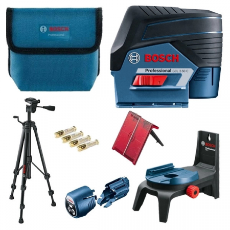 Nivele automate - Bosch GCL 2-50 C + RM 2 + BT 150 Set nivela laser cu linii, 20m, receptor 50m, precizie 0.3mm/m