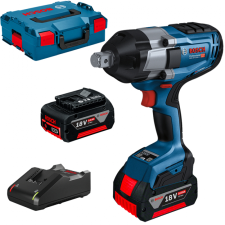 Masini de insurubat cu impact - Bosch GDS 18V-1050 H Surubelnita cu impact cu 2 acumulatori Li-Ion, 5Ah, 1050Nm + L-Boxx