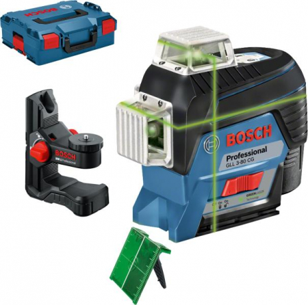 Nivele automate - Bosch GLL 3-80 CG + BM 1 (solo) Nivela laser cu linii verzi (30 m) cu Bluetooth + Suport + L-Boxx