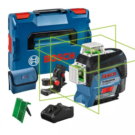 Nivele automate - Bosch GLL 3-80 CG + BM1 Nivela laser cu linii, 30m, receptor 120m, precizie 0.2mm/m + 1 x Acumulator GBA 12V 2.0Ah + Incarcator rapid GAL 1230 CV + L-Boxx 136