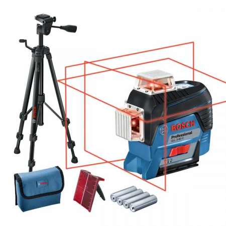 Nivele automate - Bosch GLL 3-80C+BT150 Set nivela laser cu linii, 30m, receptor 120m, precizie 0.3 mm/m