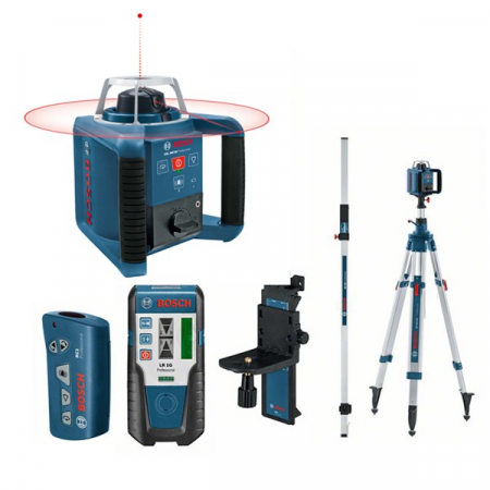 Nivele automate - Bosch GRL 300 HV + BT300 + GR240 Set nivela laser rotativa, 60m, receptor 300m, precizie 0.1 mm/m