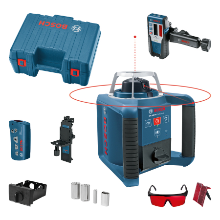 Nivele automate - Bosch GRL 300 HV+LR1+RC1+WM4 Set nivela laser rotativa, 60m, receptor 300m, precizie 0.1 mm/m