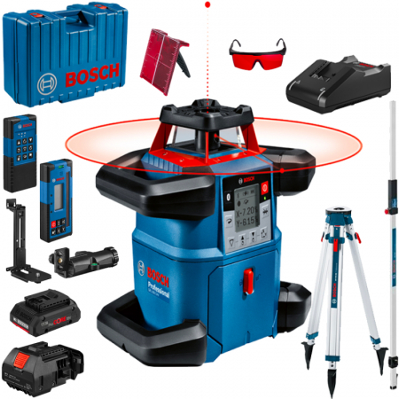 Nivele automate - Bosch GRL 600 CHV + BT 170 HD + GR 240 Nivela laser rotativa, 60m, receptor 600m, precizie 0.05mm/m orizontal, 0.1mm/m vertical