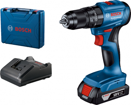 R E D U C E R I - Bosch GSB 185-LI Masina de gaurit cu percutie 50Nm, + 1 acumulator Li-Ion 18V, 2Ah + incarcator + valiza profesionala