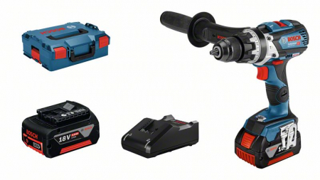 Scule electrice - Bosch GSB 18V-110 C Masina de gaurit cu percutie + 2xAcumulatori GBA 18V, 5.0Ah + Incarcator rapid GAL 18V-40 Professional + L-Boxx