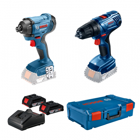R E D U C E R I - Bosch GSR180-LI Masina de gaurit si insurubat Li-Ion + GDR18V-160 Masina de gaurit cu percutie + 2 x Acumulatori 18V, 2.0Ah