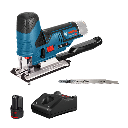 Scule electrice - Bosch GST 12V-70 Ferastrau vertical cu 1 acumulator Li-Ion, 2Ah + Incarcator rapid de 4Ah GAL12V-40