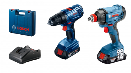Masini de insurubat cu impact - Bosch Kit 2 scule 18V GSR 180-LI Masina de gaurit si insurubat cu 2 acumulatori Li-Ion, 1.5Ah, 54Nm + GDX 180-LI Masina de insurubat cu impact, 180Nm + Valiza