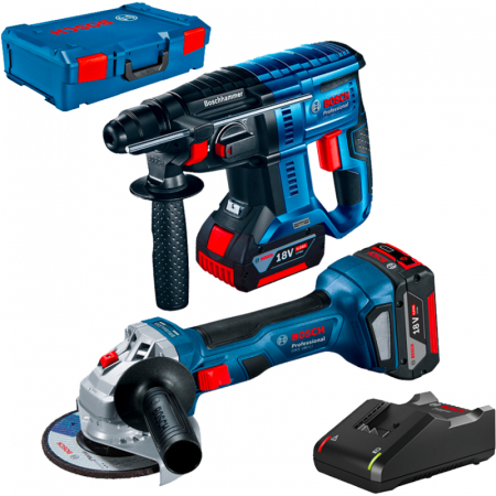 Ciocane rotopercutoare - Bosch Kit 2 scule GBH 180-LI Ciocan rotopercutor, 2J + GWS 180-LI Polizor unghiular, 125mm + 2 acumulatori, Li-Ion, 4Ah + incarcator + XL-Boxx