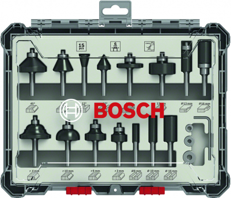 Bosch Set 15 freze HM tija 6 mm [1]