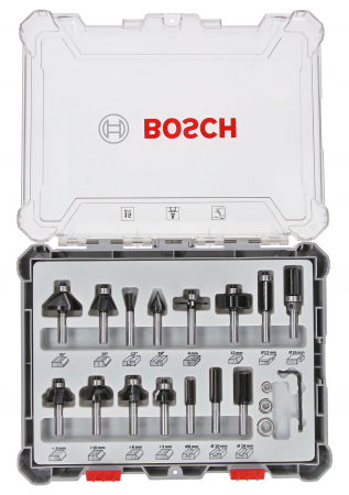 Accesorii si consumabile - Bosch Set 15 freze HM tija 6 mm