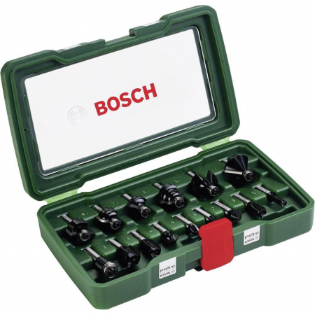 Accesorii si consumabile - Bosch Set 15 freze HM tija de 8mm