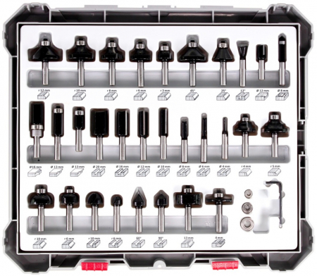 Accesorii si consumabile - Bosch Set freze de profilat canturi, 30buc, mixte, tijă 8mm