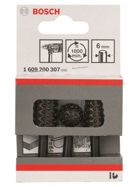 Accesorii si consumabile - Bosch Set raspel - 3 freze manuale, rotundă, cilindrică, conică, 6mm