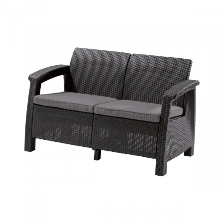 Canapele de gradina - Canapea de gradina CORFU II LOVE SEAT Grafit/ Gri-rece