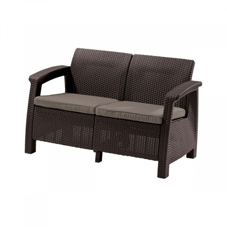 Canapele de gradina - Canapea de gradina CORFU II LOVE SEAT Maro/Gri-Taupe