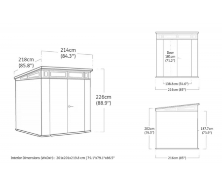 Casuta de gradina, Keter, Deco Pent 7 x 7, Gri deschis / Antracit [5]