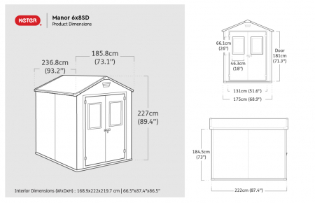 Casuta de gradina, Keter, Manor 6x8 DD, gri-alb [6]