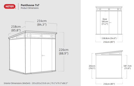 Casuta de gradina Penthouse 7 x 7 Keter, Signature, Venetian, Maro / Antracit [8]