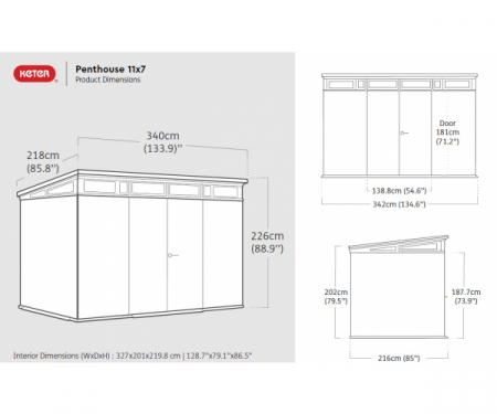 Casuta de gradina Penthouse 9 x 7 Keter, Signature, Venetian, Maro / Antracit [6]