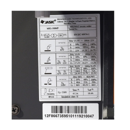 Jasic MIG 180MP (N2L3), 5 in 1 MIG-MAG/MMA/TIG/Plasma - Aparat de sudura multiproces [4]