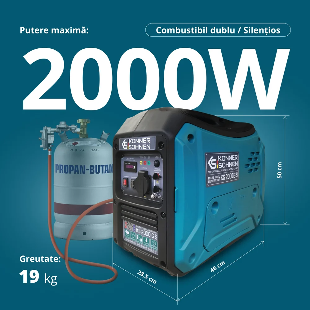 Konner & Sohnen KS 2000iG S Generator digital invertor 2.0kW, monofazat, GPL/benzina [1]