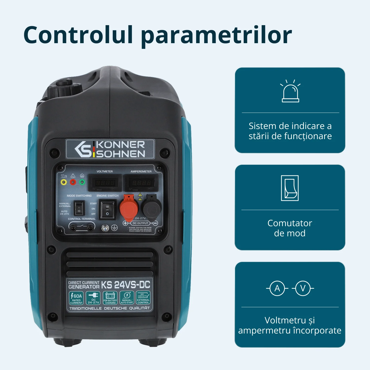 Konner & Sohnen KS 24VS-DC Generator de curent continuu, max. 60A, benzina, versiunea 24–27V [6]